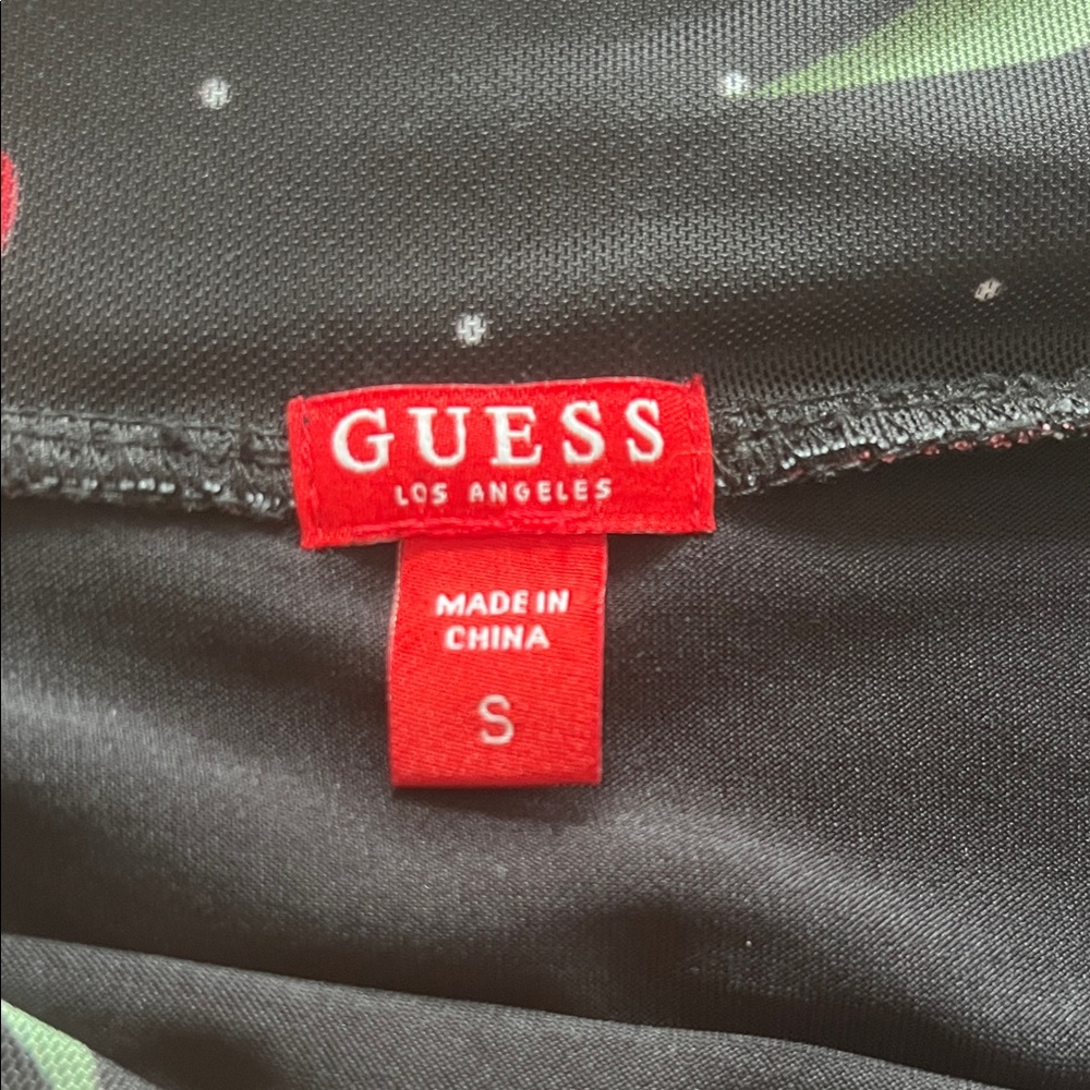 Guess Black and Red Floral Off-Shoulder Blouse - Picture 2 of 7